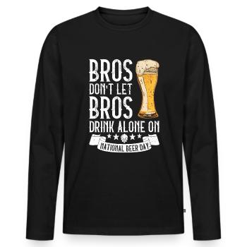 Journée de la bière Journée de la bière Amateurs de bière Buveurs de bière - T-shirt manches longues Premium bio Homme - noir - Devant - Nico (187cm)
