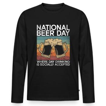 Journée de la bière Journée de la bière Amateurs de bière Buveurs de bière - T-shirt manches longues Premium bio Homme - noir - Devant - Nico (187cm)