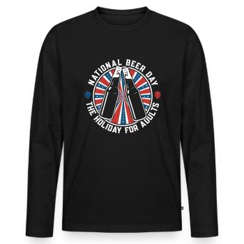 Journée de la bière Journée de la bière Amateurs de bière Buveurs de bière - T-shirt manches longues Premium bio Homme - noir - Devant - Nico (187cm)