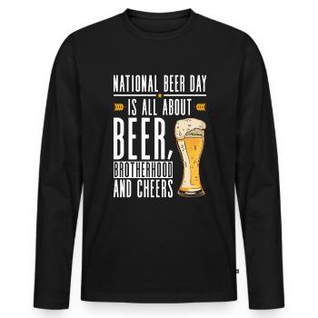 Journée de la bière Journée de la bière Amateurs de bière Buveurs de bière - T-shirt manches longues Premium bio Homme - noir - Devant - Nico (187cm)