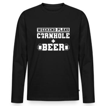 Cornhole Player Beer - Fun Cornhole - Men's Premium Organic Long Sleeve Shirt - black - Front - Nico (187cm)