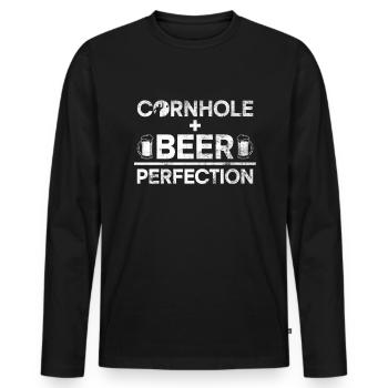 Cornhole Player Beer - Fun Cornhole - Men's Premium Organic Long Sleeve Shirt - black - Front - Nico (187cm)