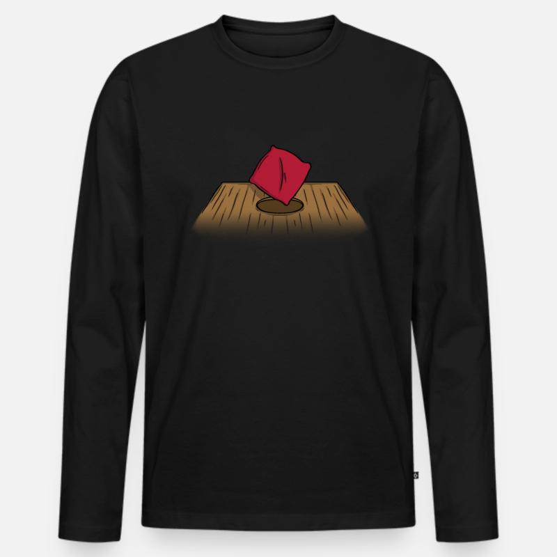 Bohnensack verschwindet im Loch - Lustiges - Männer Premium Bio Langarmshirt - Schwarz