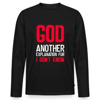 Dieu Une autre explication pour je ne sais pas - - T-shirt manches longues Premium bio Homme - noir - Devant - Nico (187cm)