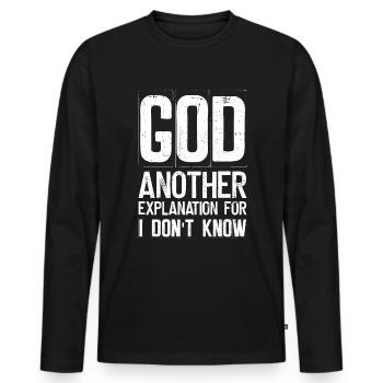 Dieu Une autre explication pour je ne sais pas - - T-shirt manches longues Premium bio Homme - noir - Devant - Nico (187cm)
