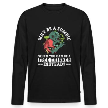 Libre penseur athée Athéisme Anti Église Halloween - T-shirt manches longues Premium bio Homme - noir - Devant - Nico (187cm)