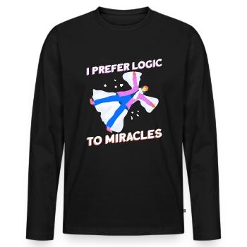 Ich ziehe die Logik den Wundern vor - Atheist - Männer Premium Bio Langarmshirt - Schwarz - Vorne - Nico (187cm)