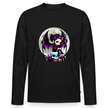 Cute Goth Bat Wing Gothic Grufti - Men's Premium Organic Long Sleeve Shirt - black - Front - Nico (187cm)