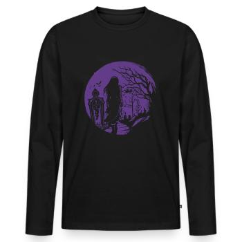Goth geht über Friedhof - Gothic Grufti - Männer Premium Bio Langarmshirt - Schwarz - Vorne - Nico (187cm)