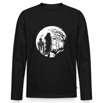 Goth geht über Friedhof - Gothic Grufti - Männer Premium Bio Langarmshirt - Schwarz - Vorne - Nico (187cm)