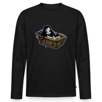Romantischer Goth in Sarg - Gothic Emo Grufti - Männer Premium Bio Langarmshirt - Schwarz - Vorne - Nico (187cm)