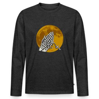 Praying Skeletal Hands - Gothic Gothic - Men's Premium Organic Long Sleeve Shirt - heather anthracite - Front - Nico (187cm)