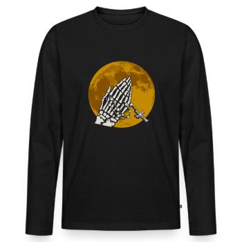 Praying Skeletal Hands - Gothic Gothic - Men's Premium Organic Long Sleeve Shirt - black - Front - Nico (187cm)
