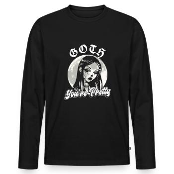 Goth You're Pretty - Goth Gothic - Männer Premium Bio Langarmshirt - Schwarz - Vorne - Nico (187cm)