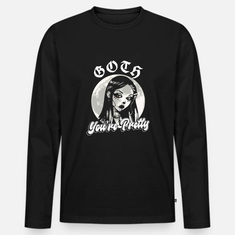 Goth You're Pretty - Goth Gothic - Männer Premium Bio Langarmshirt - Schwarz