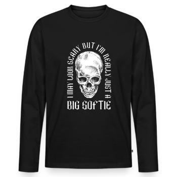 Ça fait peur, mais je ne suis qu’un softie - Goth - T-shirt manches longues Premium bio Homme - noir - Devant - Nico (187cm)