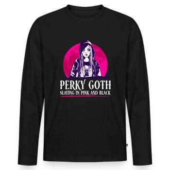 Perky Goth - Meurtre en rose et noir - Goth - T-shirt manches longues Premium bio Homme - noir - Devant - Nico (187cm)