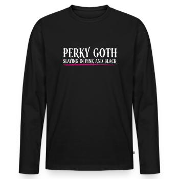 Perky Goth - Meurtre en rose et noir - Goth - T-shirt manches longues Premium bio Homme - noir - Devant - Nico (187cm)