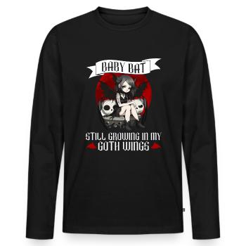 Baby Fledermaus Gothic Goth Grufti Spruch - Männer Premium Bio Langarmshirt - Schwarz - Vorne - Nico (187cm)