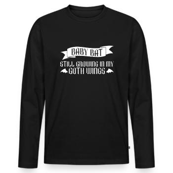 Baby Fledermaus Gothic Goth Grufti Spruch - Männer Premium Bio Langarmshirt - Schwarz - Vorne - Nico (187cm)