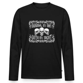 Normal le jour, gothique la nuit - Gothique - T-shirt manches longues Premium bio Homme - noir - Devant - Nico (187cm)