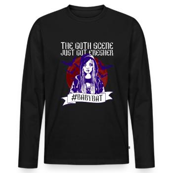 #Babybat - Baby Bat Gothic Goth Grufti Spruch - Männer Premium Bio Langarmshirt - Schwarz - Vorne - Nico (187cm)