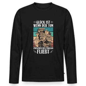 Glück Wenn Der Ton Zwischen Fingern Fließt Töpfer - Männer Premium Bio Langarmshirt - Schwarz - Vorne - Nico (187cm)