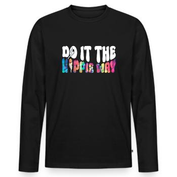 Do It The Hippie Way - Hippie Costume Tie Dye - Men's Premium Organic Long Sleeve Shirt - black - Front - Nico (187cm)