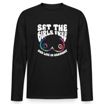Hippie Costume Tie Dye No Bra - Men's Premium Organic Long Sleeve Shirt - black - Front - Nico (187cm)