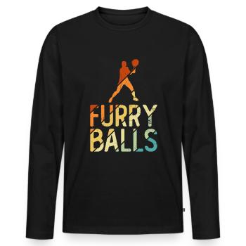 Pelzige Bälle - Lustiges Tennis - Männer Premium Bio Langarmshirt - Schwarz - Vorne - Nico (187cm)