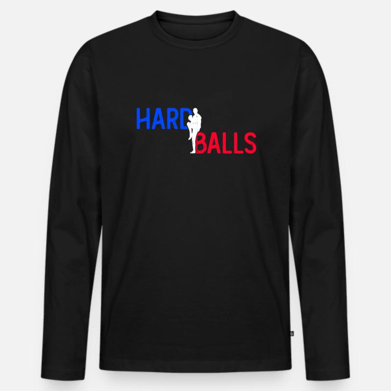 Harte Bälle - Lustiger Baseball - Männer Premium Bio Langarmshirt - Schwarz