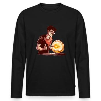 Glasbläser beim Formen von Glaskugeln - Glasblasen - Männer Premium Bio Langarmshirt - Schwarz - Vorne - Nico (187cm)