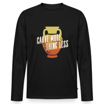 Mehr schnitzen - weniger denken - Cameo Glass - Männer Premium Bio Langarmshirt - Schwarz - Vorne - Nico (187cm)
