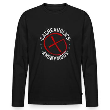 Cacheaholics Anonymous - Geocaching Geocacher - T-shirt manches longues Premium bio Homme - noir - Devant - Nico (187cm)