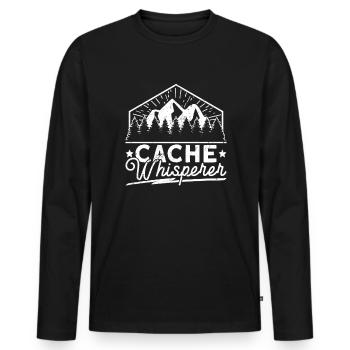 Cache-Flüsterer - Geocaching Geocacher - Männer Premium Bio Langarmshirt - Schwarz - Vorne - Nico (187cm)