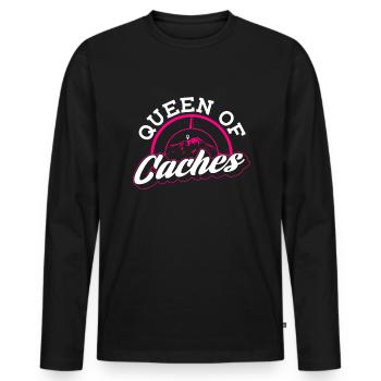 Königin der Caches - Geocaching Geocacher - Männer Premium Bio Langarmshirt - Schwarz - Vorne - Nico (187cm)