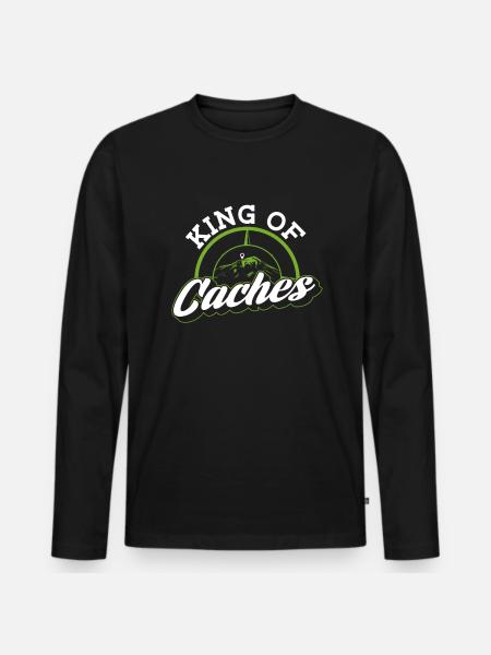 King of Caches - Geocaching Geocacher - Men's Premium Organic Long Sleeve Shirt - black
