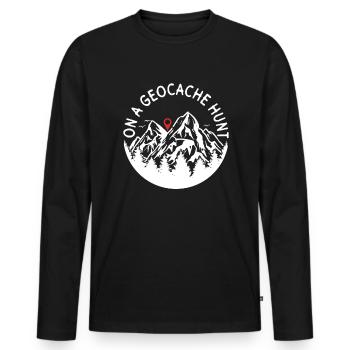 On the hunt for geocaches - Geocaching Geocacher - Men's Premium Organic Long Sleeve Shirt - black - Front - Nico (187cm)