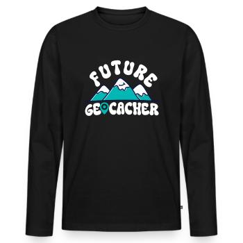 Future Geocacher - Geocaching Geocacher - Men's Premium Organic Long Sleeve Shirt - black - Front - Nico (187cm)