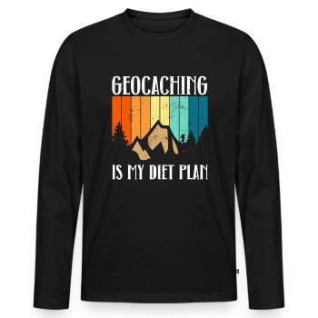 Geocaching ist mein Diätplan - Geocaching - Männer Premium Bio Langarmshirt - Schwarz - Vorne - Nico (187cm)