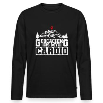 Geocaching ist mein Herzsport - Geocaching - Männer Premium Bio Langarmshirt - Schwarz - Vorne - Nico (187cm)
