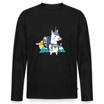 Unicorn as Geocacher - Geocaching Geocacher - Men's Premium Organic Long Sleeve Shirt - black - Front - Nico (187cm)