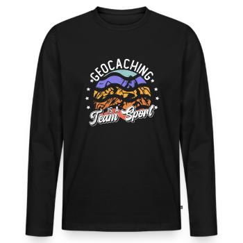 Geocaching ist ein Mannschaftssport - Geocaching - Männer Premium Bio Langarmshirt - Schwarz - Vorne - Nico (187cm)