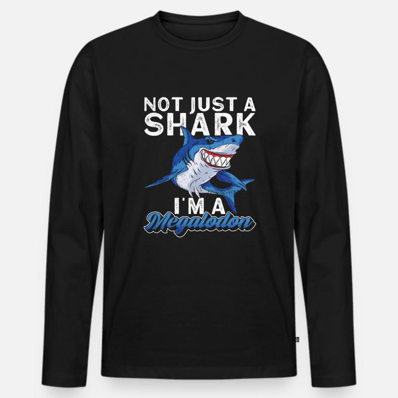 Nicht nur ein Hai, ich bin ein Megalodon - Männer Premium Bio Langarmshirt - Schwarz