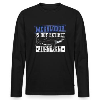 Megalodon is not extinct - just shy - Men's Premium Organic Long Sleeve Shirt - black - Front - Nico (187cm)