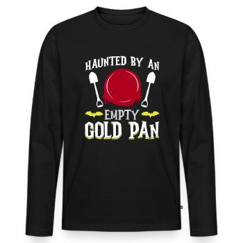 Hanté par une casserole d’or vide - orpaillage - T-shirt manches longues Premium bio Homme - noir - Devant - Nico (187cm)