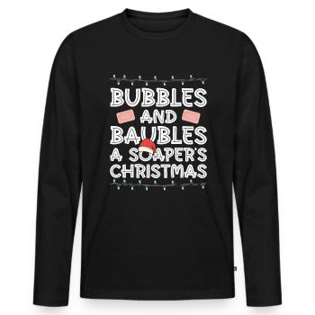 Soap making Christmas soap boiler saying - Men's Premium Organic Long Sleeve Shirt - black - Front - Nico (187cm)