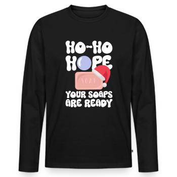 Soap making Christmas soap boiler saying - Men's Premium Organic Long Sleeve Shirt - black - Front - Nico (187cm)