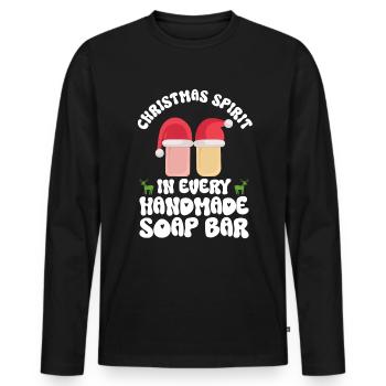 Soap making Christmas soap boiler saying - Men's Premium Organic Long Sleeve Shirt - black - Front - Nico (187cm)