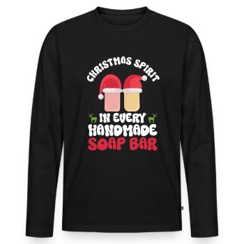 Soap making Christmas soap boiler saying - Men's Premium Organic Long Sleeve Shirt - black - Front - Nico (187cm)